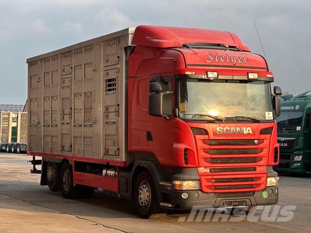 Scania R420 6x2 LL 3.Stock FINKL Viehw. + Hubdach+Rampe شاحنات نقل الحيوانات