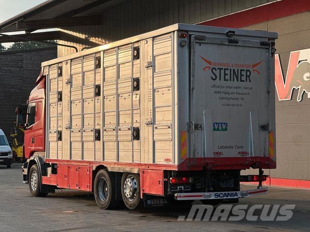 Scania R420 6x2 LL 3.Stock FINKL Viehw. + Hubdach+Rampe شاحنات نقل الحيوانات