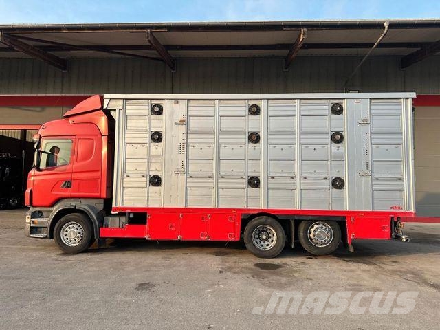 Scania R420 6x2 LL 3.Stock FINKL Viehw. + Hubdach+Rampe شاحنات نقل الحيوانات