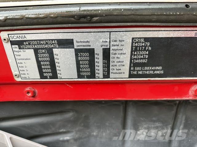 Scania R580 V8 8X4 Kipper Kran Palfinger 22002 Camiones bañeras basculantes o volquetes