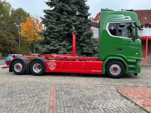Scania S580 V8 MEILLER Abroller mit Lift+Lenkachse 6x2 Rol kiper kamioni sa kukom za podizanje tereta