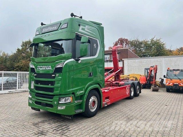 Scania S580 V8 MEILLER Abroller mit Lift+Lenkachse 6x2 Rol kiper kamioni sa kukom za podizanje tereta