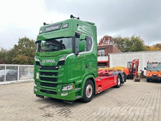 Scania S580 V8 MEILLER Abroller mit Lift+Lenkachse 6x2 Rol kiper kamioni sa kukom za podizanje tereta