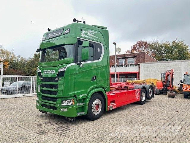 Scania S580 V8 MEILLER Abroller mit Lift+Lenkachse 6x2 Rol kiper kamioni sa kukom za podizanje tereta