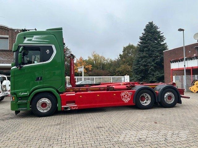 Scania S580 V8 MEILLER Abroller mit Lift+Lenkachse 6x2 Rol kiper kamioni sa kukom za podizanje tereta