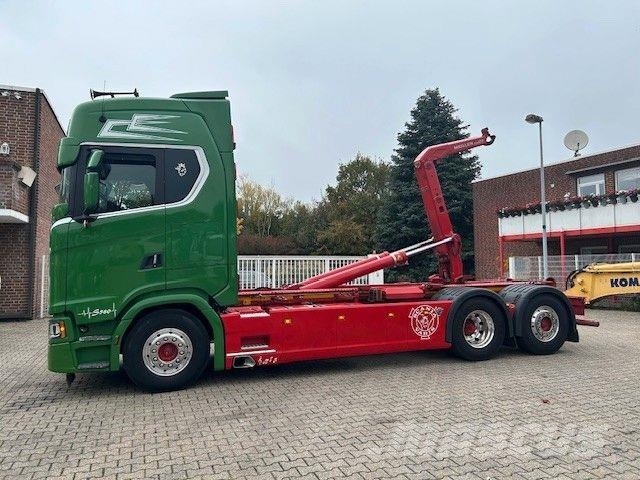 Scania S580 V8 MEILLER Abroller mit Lift+Lenkachse 6x2 Rol kiper kamioni sa kukom za podizanje tereta