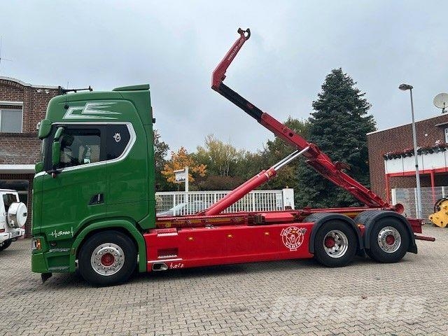 Scania S580 V8 MEILLER Abroller mit Lift+Lenkachse 6x2 Rol kiper kamioni sa kukom za podizanje tereta