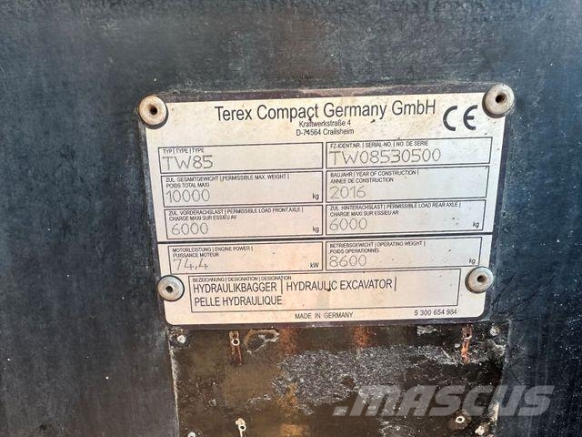 Terex TW85 VERSTELLAUSLEGER, SCHNELLW ZSA 3X LÖFFEL Ratiniai ekskavatoriai