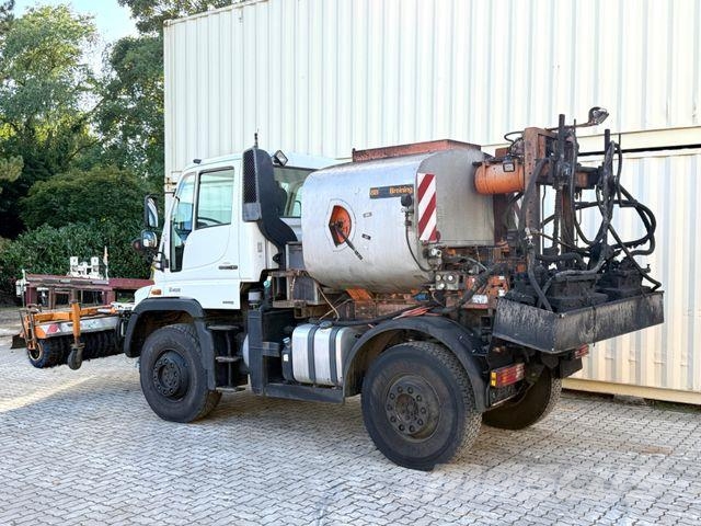Unimog U400 mit Bitumspritze Breining + Besen 아스팔트 포장장비