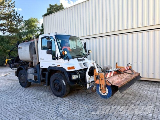 Unimog U400 mit Bitumspritze Breining + Besen 아스팔트 포장장비