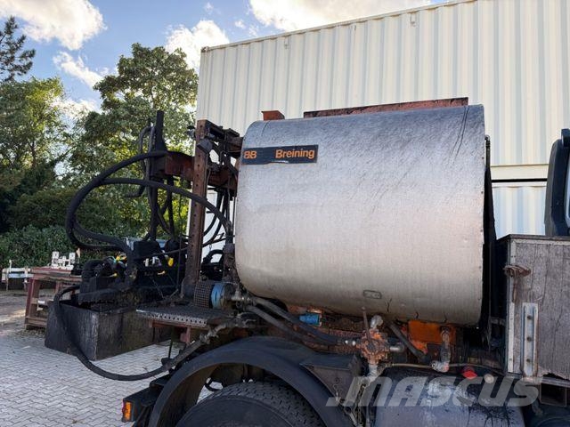 Unimog U400 mit Bitumspritze Breining + Besen 아스팔트 포장장비