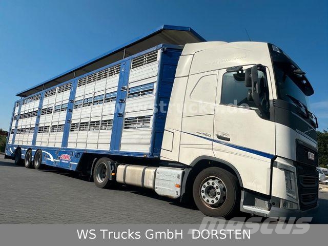 Volvo FH 460 Mega mit Finkl 3 Stock Hubdach Камиони за превоз на животни
