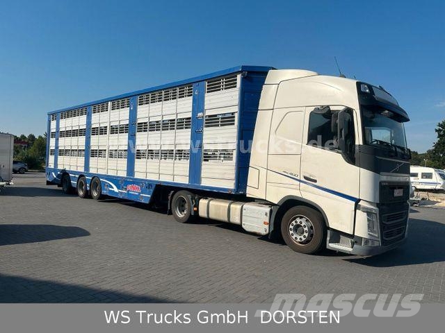 Volvo FH 460 Mega mit Finkl 3 Stock Hubdach Камиони за превоз на животни