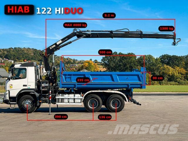 Volvo FMX 410 Kipper 5,00 m HIAB 122 HIDUO FUNK * 6x4 Camiones grúa