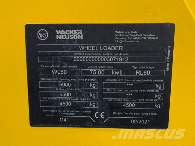 Wacker WL 60 baugleich mit Weidemann RL60 Wielladers