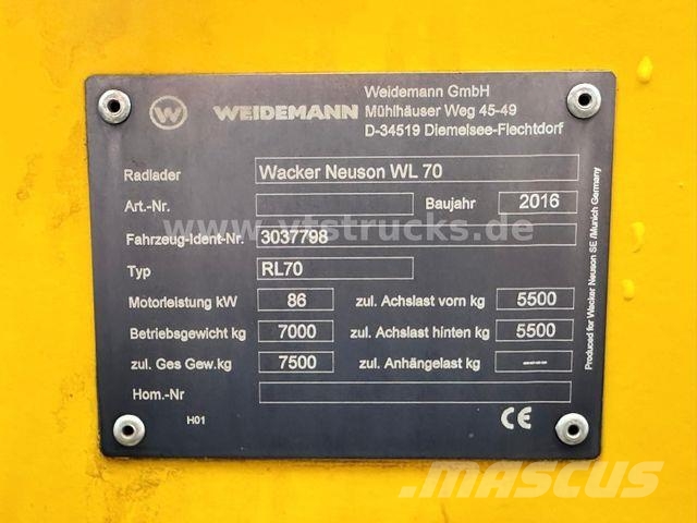 Wacker WL 70 4x4 inkl. Gabel & Schaufel 2016 117 PS Gumikerekes homlokrakodók