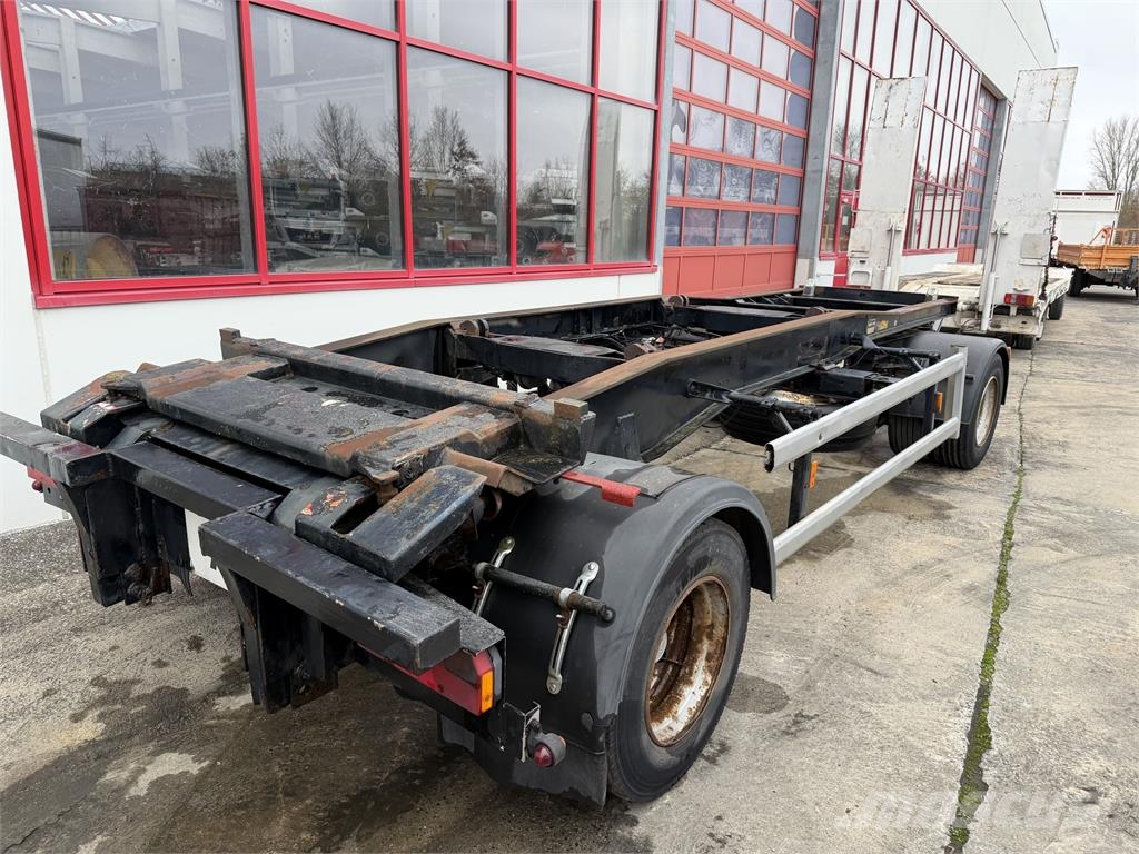 Hüffermann HSA1860 2 Achs Abrollmulden Anhänger Anhænger med containerramme