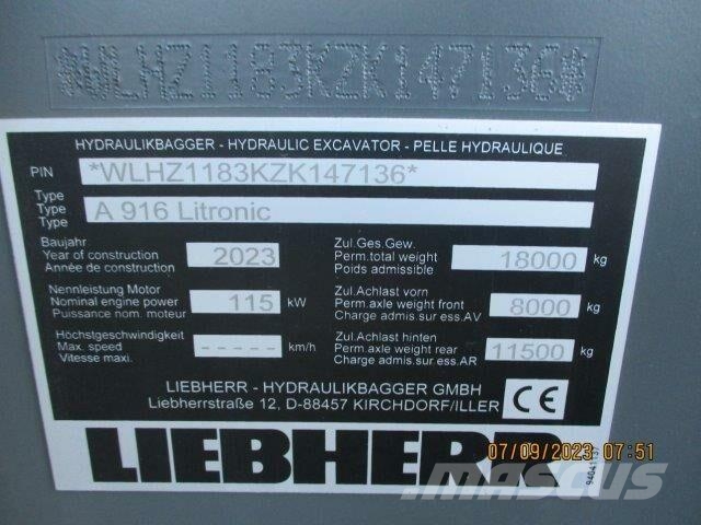 Liebherr A 916 Litronic G6.0-D Колесни екскаватори