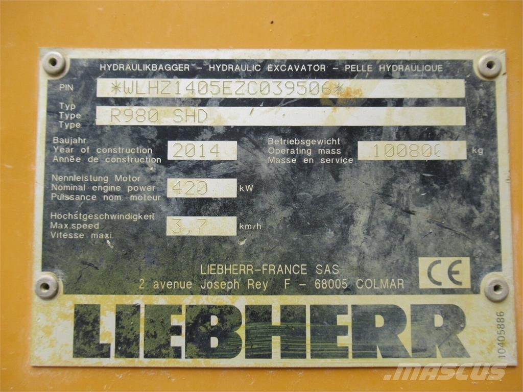 Liebherr R 980 SME Koparki gąsienicowe