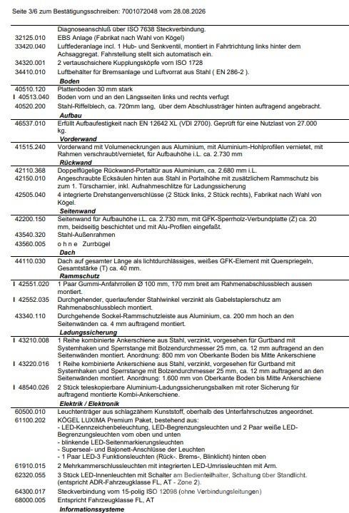 Kögel 3 Achs ISO-Koffer NEUFAHRZEUG Lift -> KW 49 26 Kofferauflieger