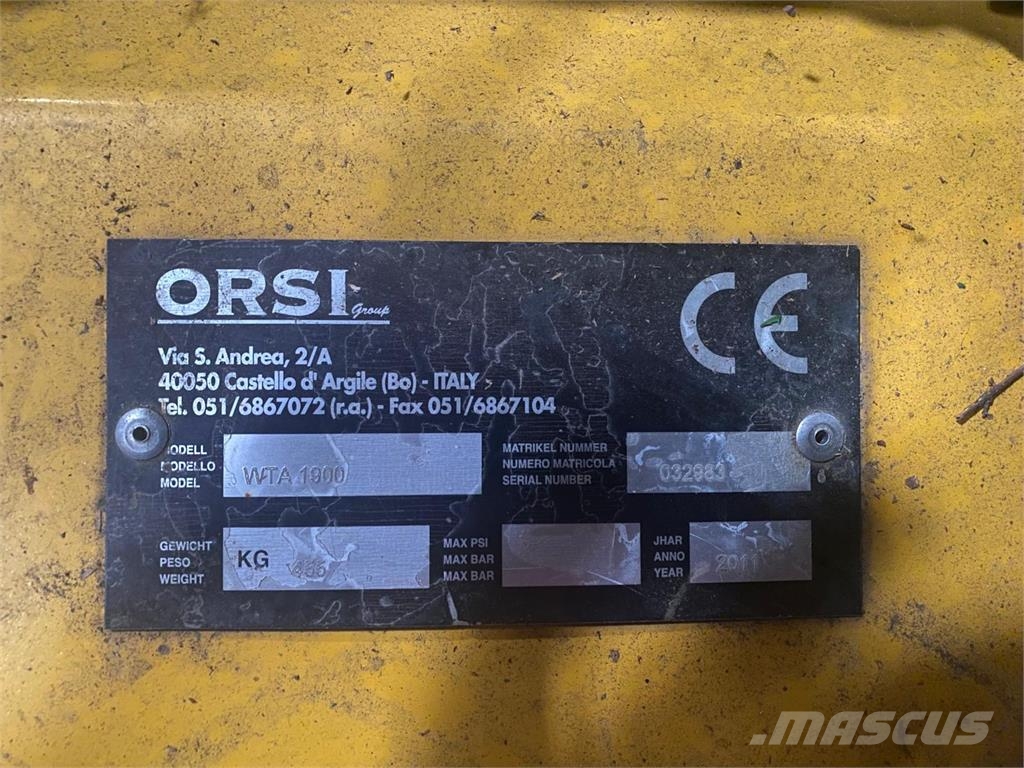 ORSI WTA 1900 Schlegel-Mulcher 1.90m Arbeitsbr. Šlavimo technika