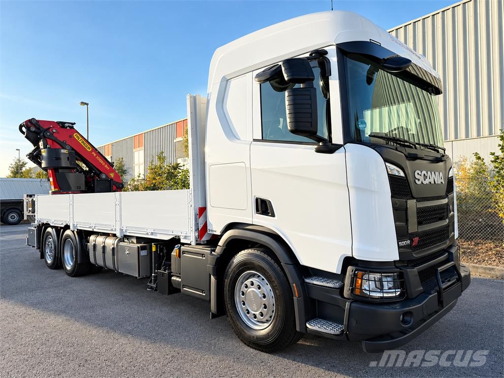 Scania R500 XT Palfinger Kran PK53002 + Funk Retarder Pritschenwagen/Pritschenwagen mit Seitenklappe