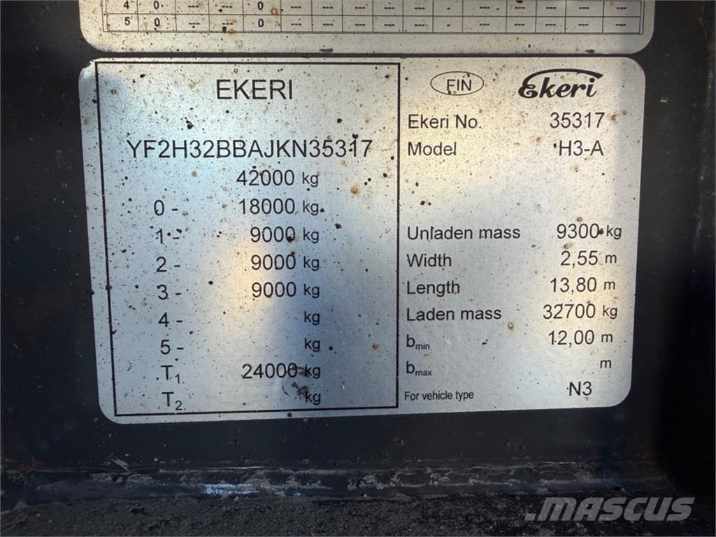 Ekeri Kokosivuaukeava liukukatto نصف مقطورات ذات هيكل صندوقي