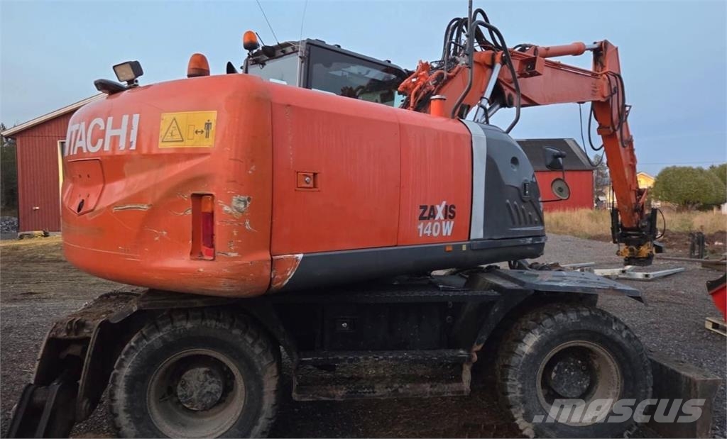 Hitachi ZX140W-3, Engcon, Webasto, 3 kauhaa, rasvari Ekskavatori uz riteņiem