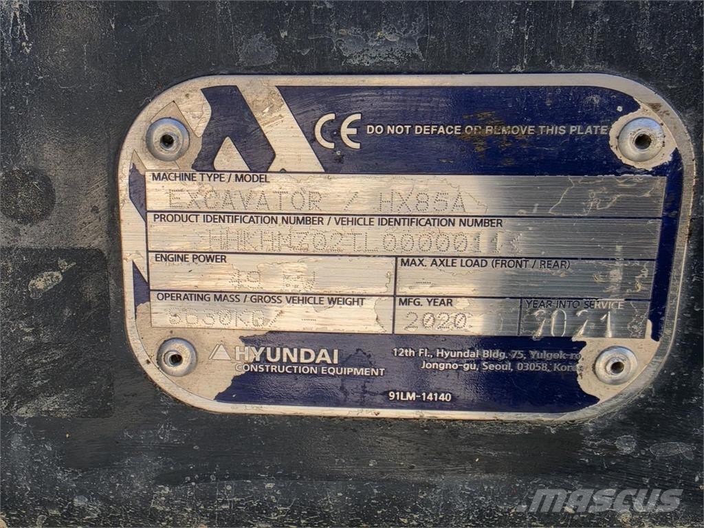 Hyundai HX85A, Engcon, Rasvari, Luiskakauha Excavadoras 7t - 12t
