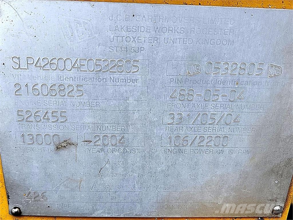 JCB HT 426, SKF Multilube Cargadoras sobre ruedas