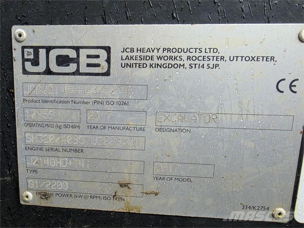JCB JZ140HD, Engcon, Eberspächer, Rasvari, Kauha Telakaivukoneet