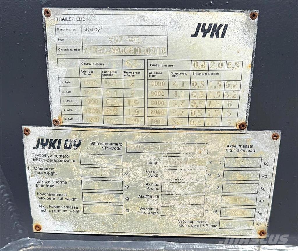 Jyki V52-W0 Vaihtolavaperävaunu 5-aks. Demontažne prikolice