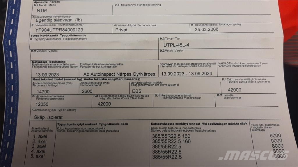 NTM 12,5 M KOKOSIVUNAUKEAVA Box Trailers