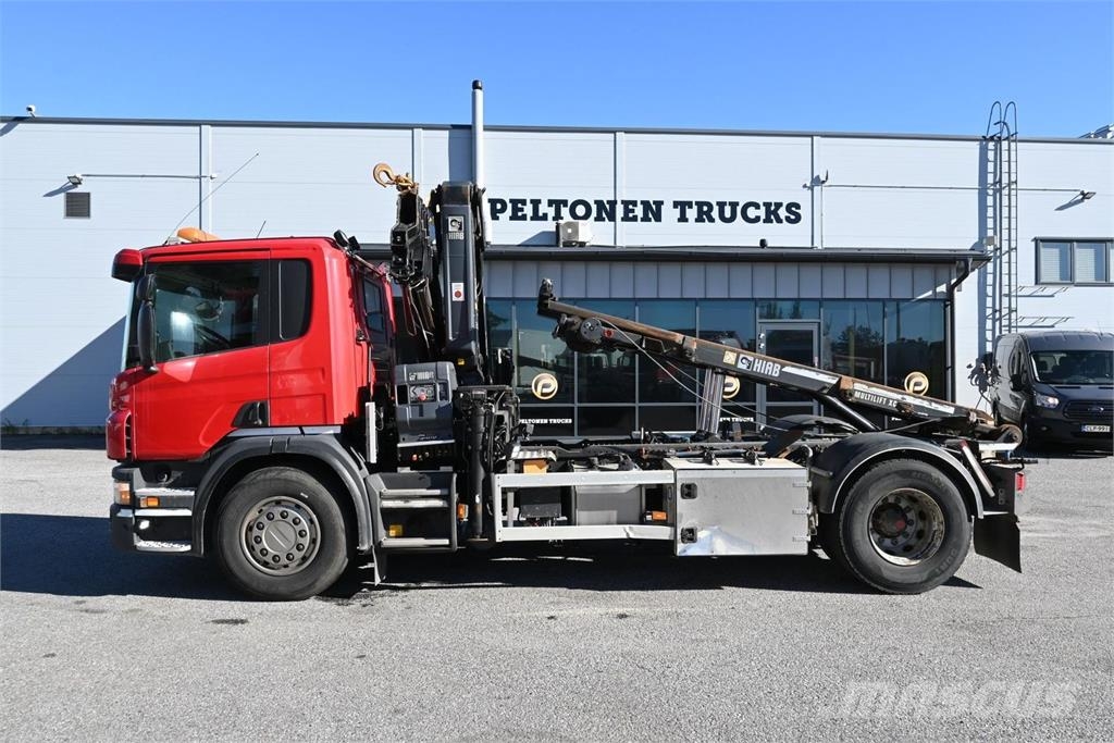 Scania P370 4x2 HIAB 192 & Multilift Camion plateau ridelle avec grue