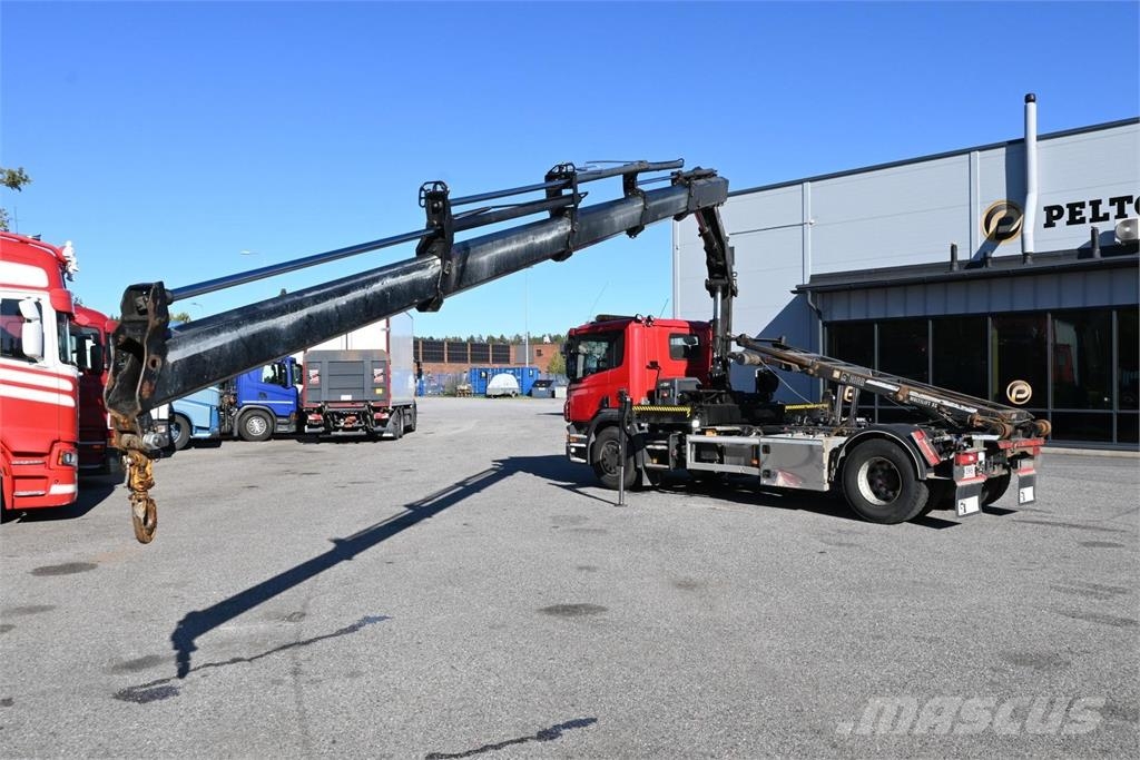 Scania P370 4x2 HIAB 192 & Multilift Camion plateau ridelle avec grue