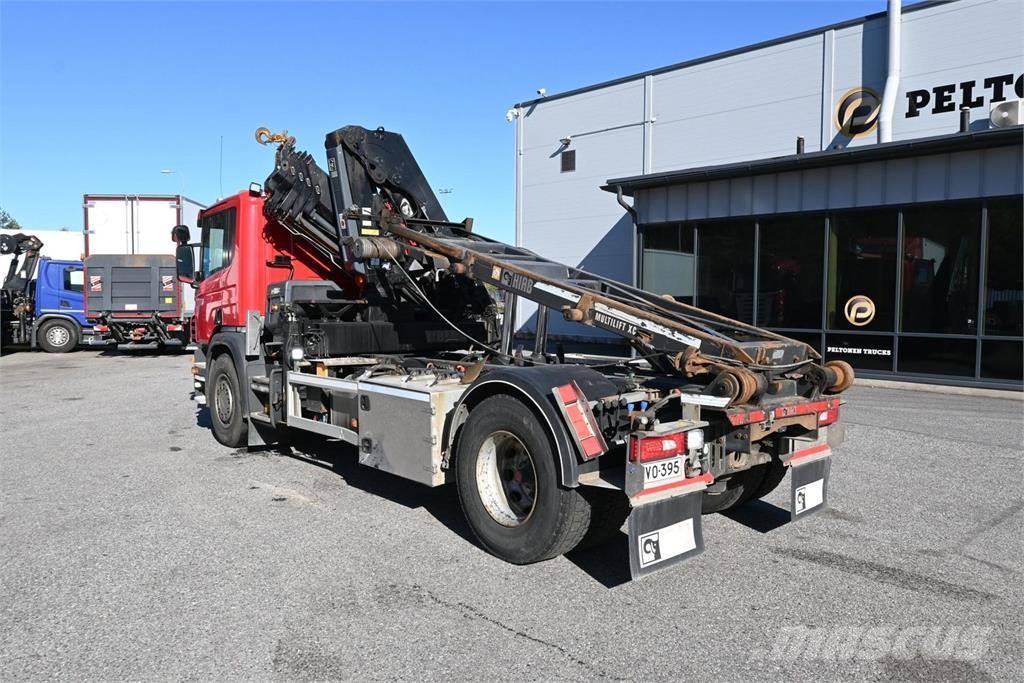 Scania P370 4x2 HIAB 192 & Multilift Camion plateau ridelle avec grue