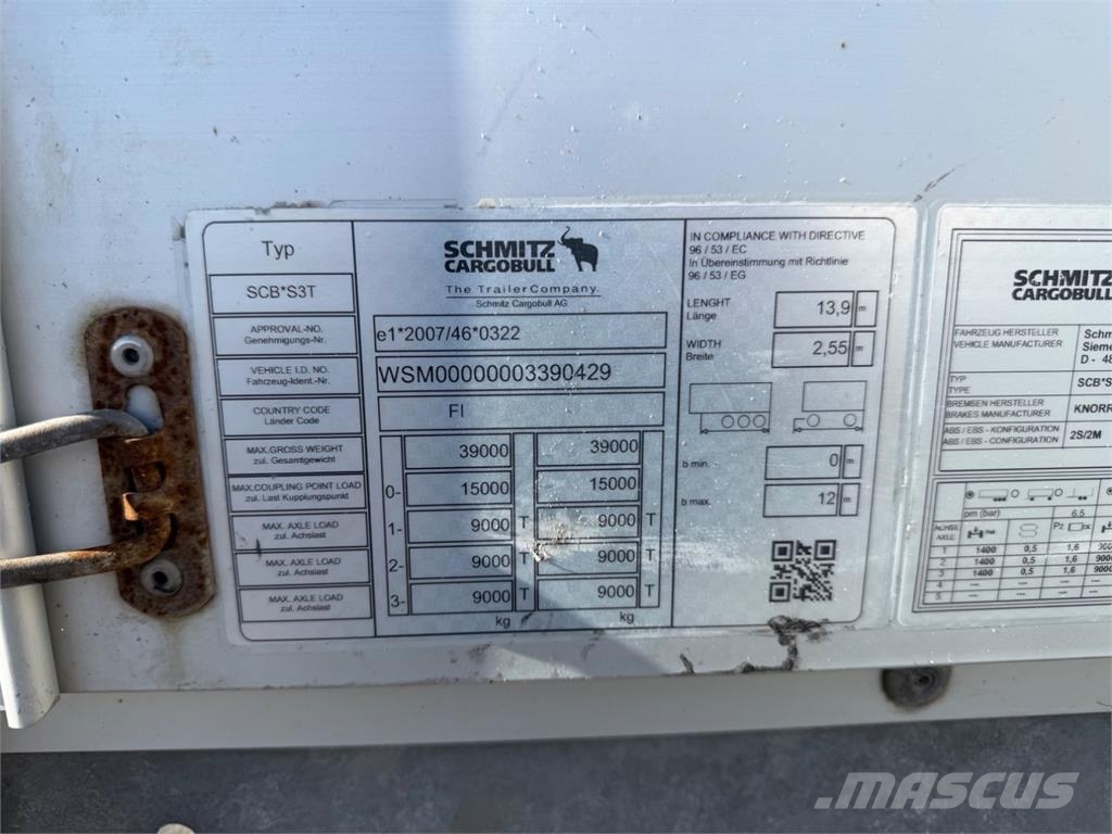 Schmitz 15tn kaula sinkitty runko Curtainsider semi-trailers