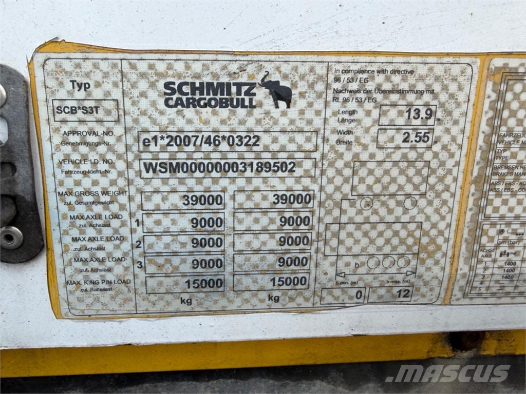 Schmitz 15tn kaula sinkitty runko Bortinių sunkvežimių priekabos su nuleidžiamais bortais