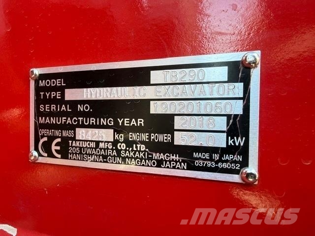 Takeuchi TB290 Excavadoras 7t - 12t