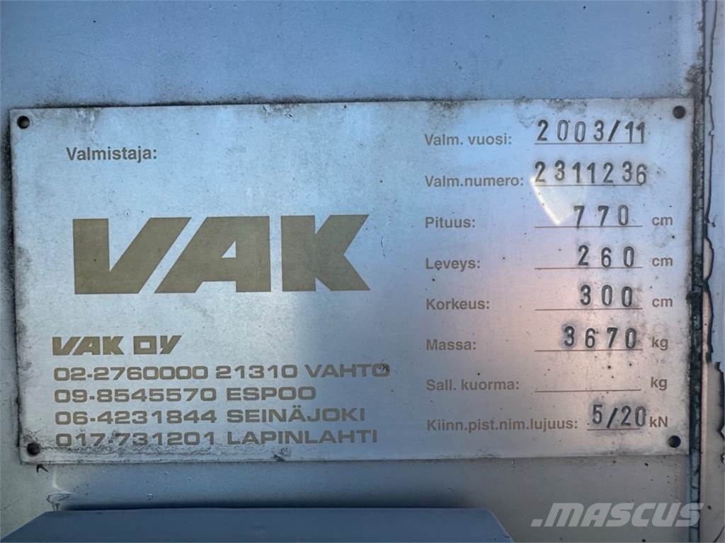 VAK Jalkalava kokosivuauki Erikonteinerid