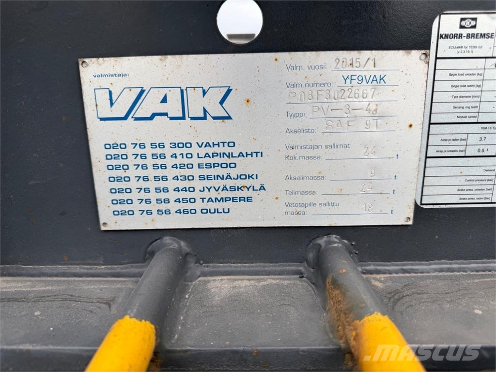 VAK V-Slider 4.4m Kokosivuauki Overige opleggers