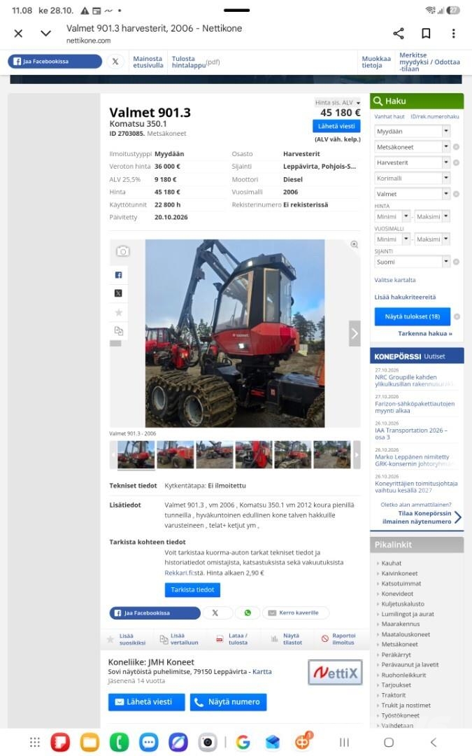 Valmet 901.3 Harversteri
