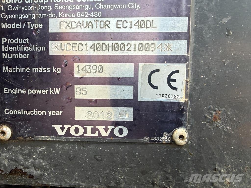 Volvo EC140 DL 대형 굴삭기 29톤 이상
