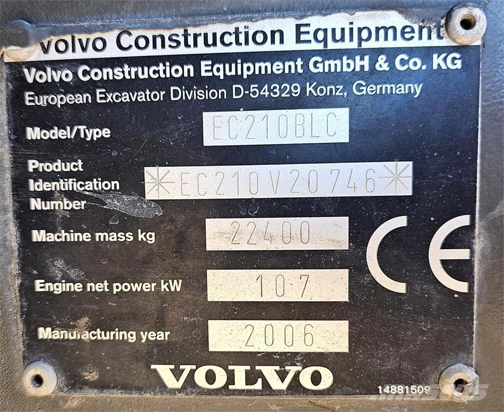 Volvo EC210BLC, Marttiini, Kauha, Rasvari 履带挖掘机