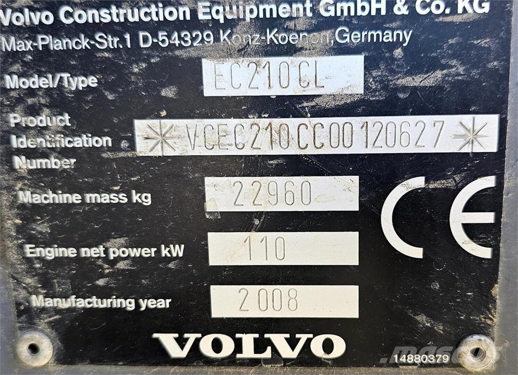 Volvo EC210CL, Leica 3D, Indexator, Kauha, Rasvari 履带挖掘机