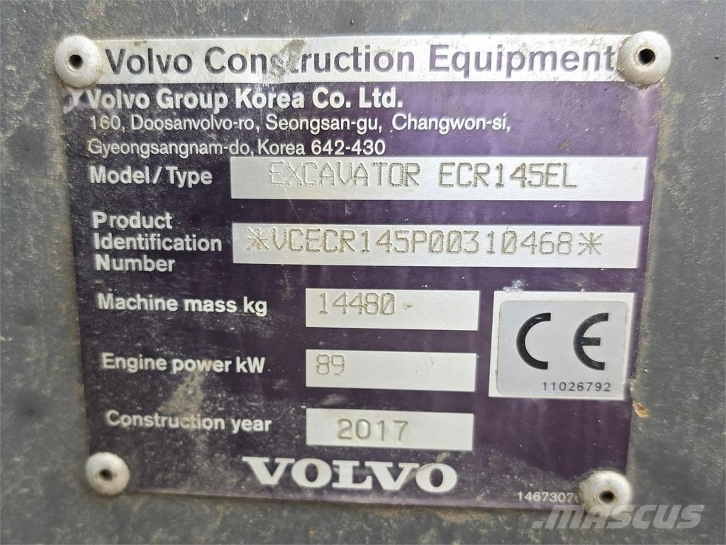 Volvo ECR145EL, Engcon, Eberspächer, Kauha Gravemaskiner på larvebånd