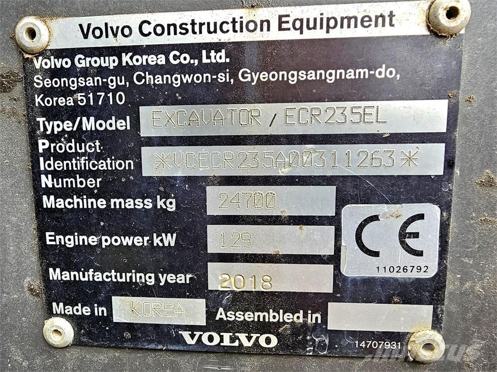 Volvo ECR235EL, SMP, Rasvari Εκσκαφείς με ερπύστριες