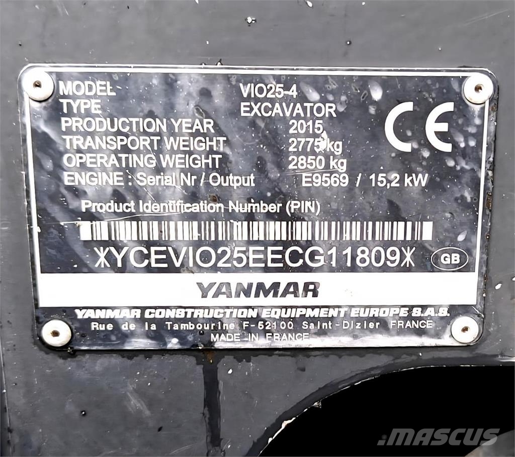 Yanmar VIO25-4, Engcon, 3 kauhaa حفارات صغيرة أقل من 7 طن (حفارات صغيرة)