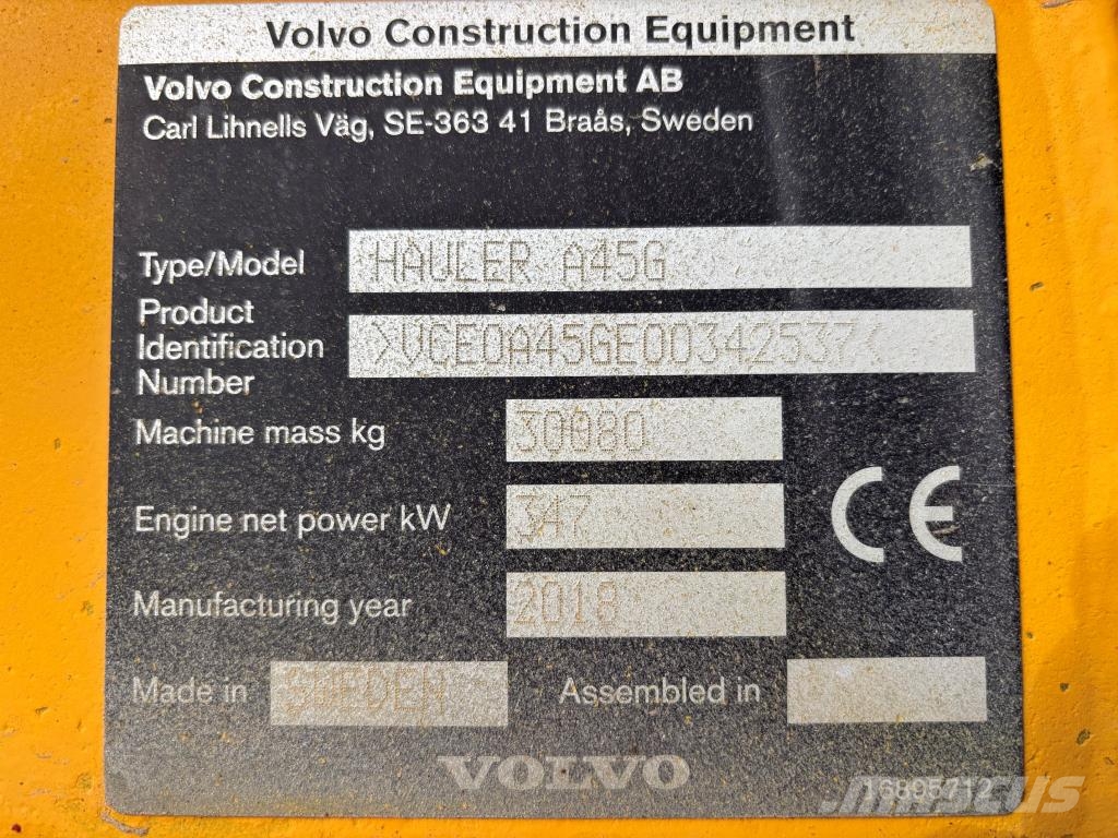 Volvo A45G + YLÄPERÄLAUTA + RASVARI + RENKAAT 70% + VAHV Liigendraamiga pinnaseveokid