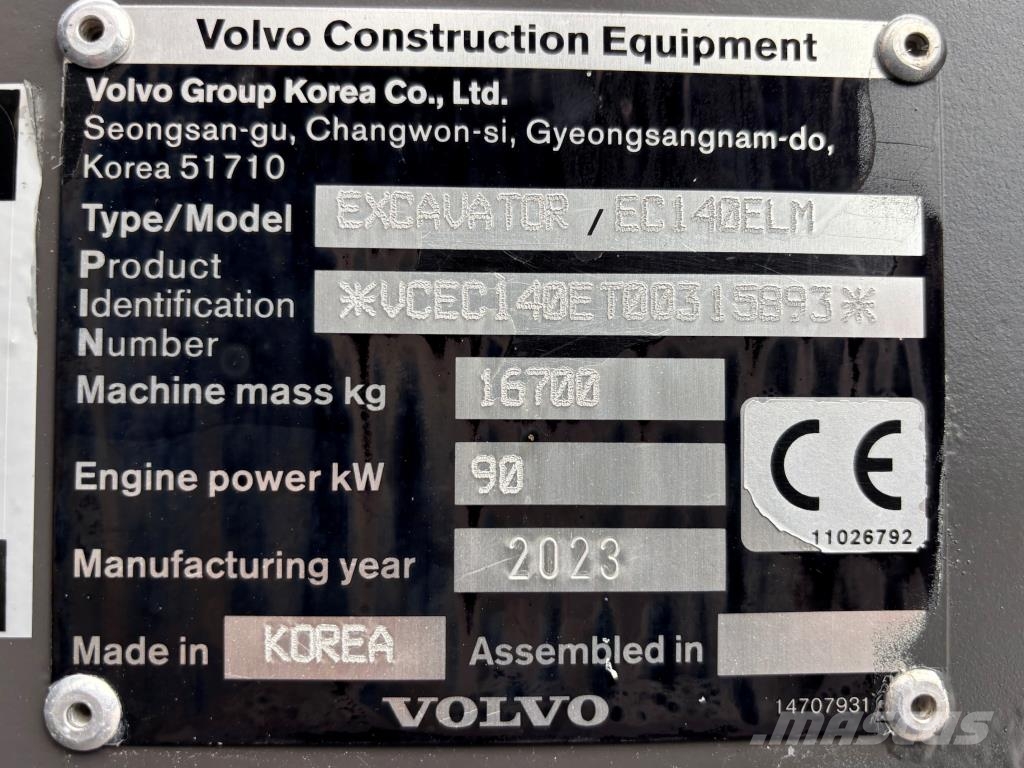 Volvo EC140ELM AITO METSÄALUSTAINEN + 900MM TELAT + RASV Crawler excavators